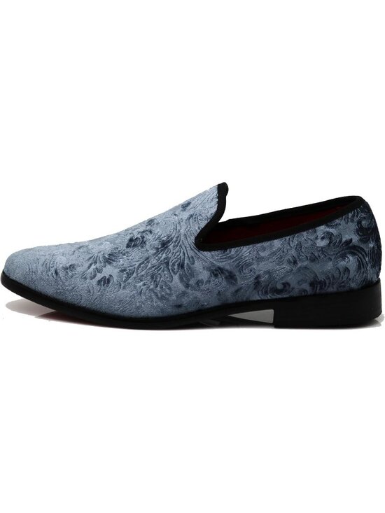 Men\'s Plain Grey Vintage Velvet Loafers Slip On Classic Tuxedo Dress Shoes main image 7